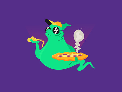 Ghost eating pizza animation character characters design dribbble illustration illustrator