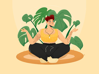 Meditation animation character characters design dribbble graphic design illustration illustrator meditation plants yoga