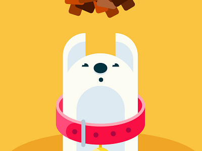 Waiting for the food character dog flat food illustration minimal necklace pet tender