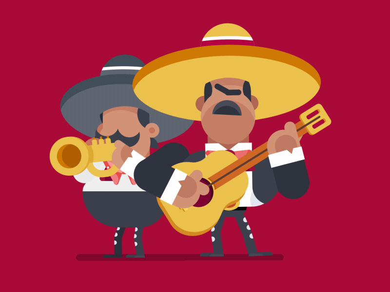 Mariachi animation character characters design icon illustration