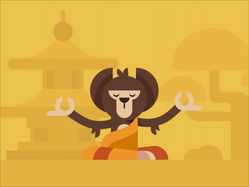 Monkey Buddhist animation character characters design icon illustration