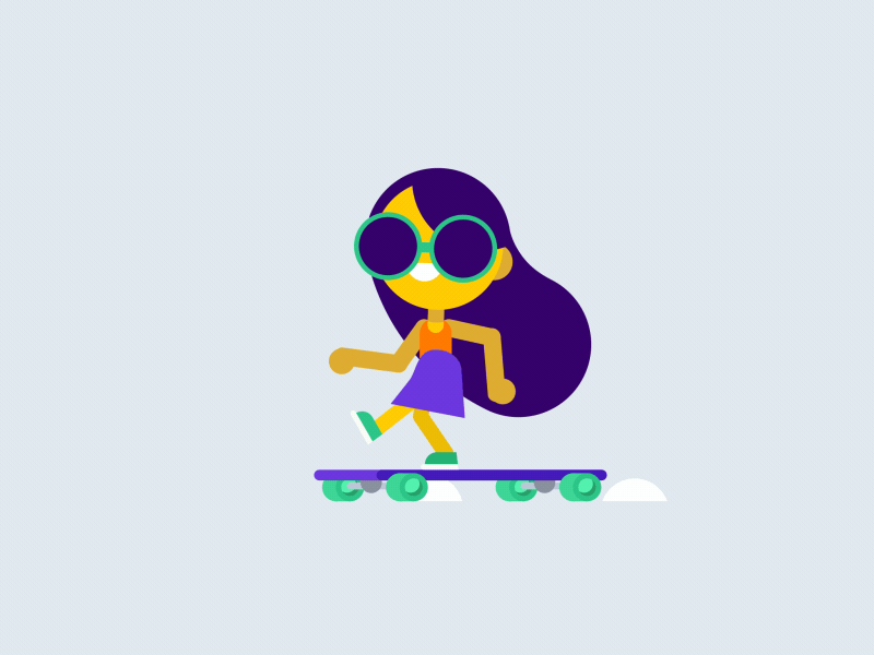 Girl Skate animation character characters design icon skate illustration