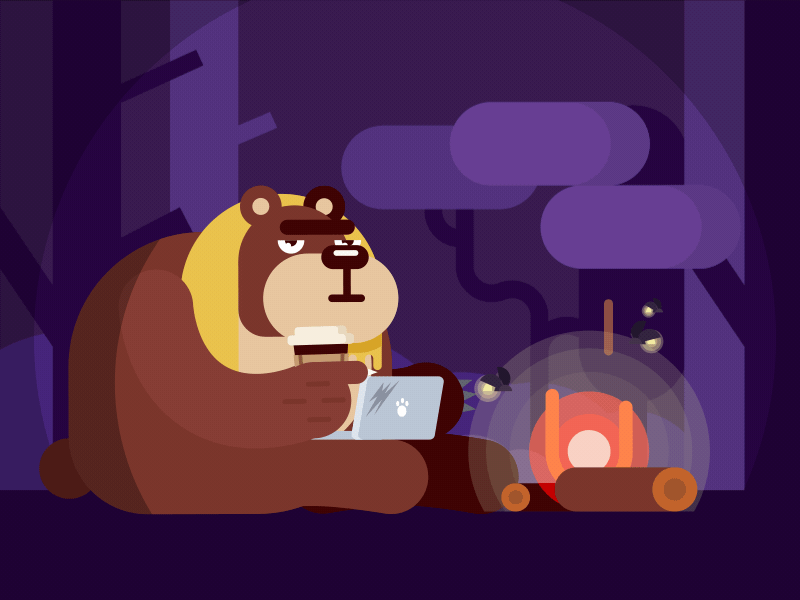 Night Bear animation bear character characters design icon illustration night