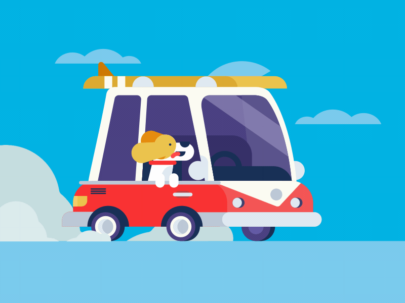 Dog happy animation car character characters city design dog icon illustration