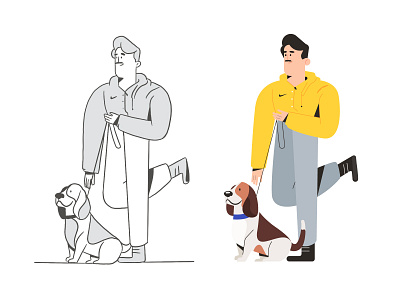 Walking the dog character characters dog illustration illustrator minimal running scketch