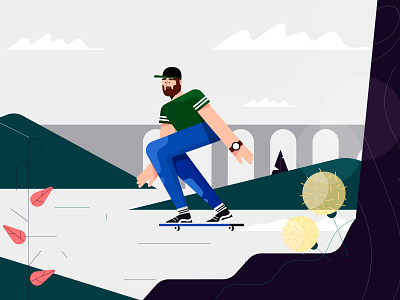 Skateboarding character characters design illustration illustrator minimal skateboarding