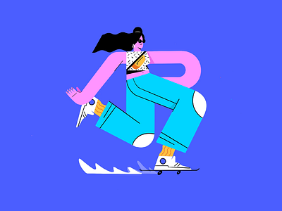 Letter B - Skateboard girl 36daysoftype b character design dribbble illustration letter skate