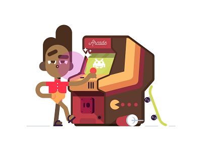 Boy playing arcade arcade arcade game character characters design dribbble illustration illustrator minimal