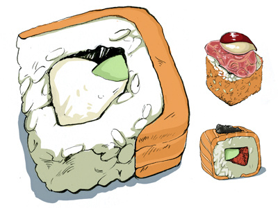 Sushi food illustration japanese salmon sushi