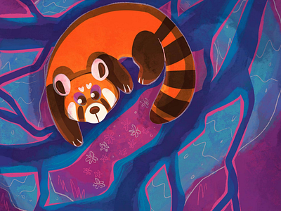 Red panda animal art background character character art concept art illustration jungle red panda