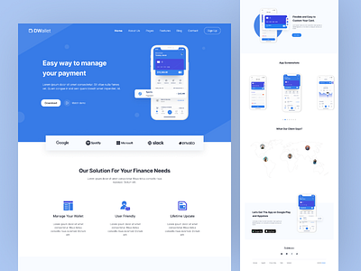 DWallet - SaaS Landing Page app design graphic design saas saas landing page ui uiux webdesign website design