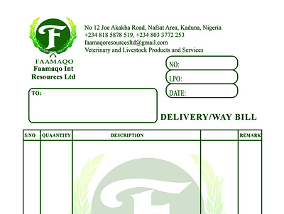 FAAMAQO 03 delivery and way bill design