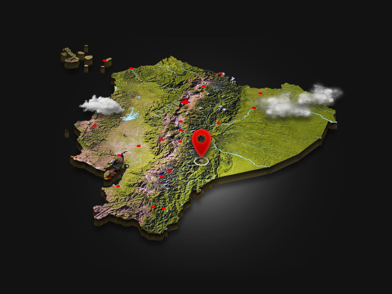 Ecuador relief clouds 3d photoshop map ecuador