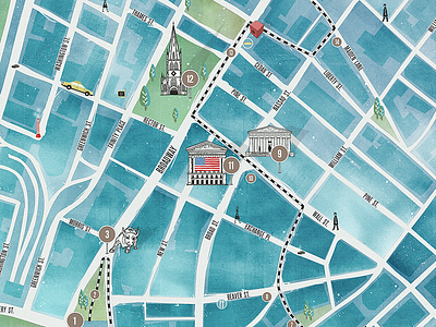 Urban Walks App app city guide design illustration interactive map tour