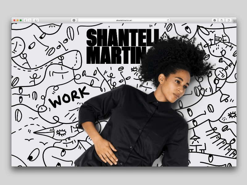 ShantellMartin.art bold brand graphic design illustration large type menu navigation overlay shantell martin typography