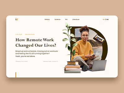 Blog Article about Remote Work Firsct Screen collage design ui web design