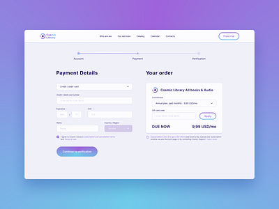 Library Payment Checkout Page checkout design figma payment ui web design
