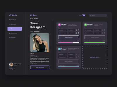 User Profile Dark Theme