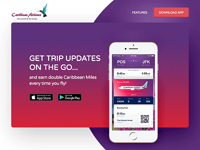 Caribbean Airlines App Landing Page