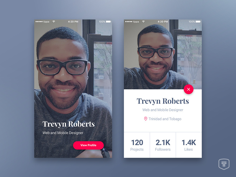 Profile Card by Trevyn Roberts on Dribbble