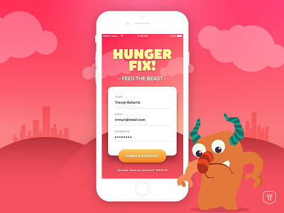 Hunger Fix Signup 001 dailyui ios iphone mobile app signup ui