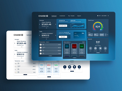 Chase Dashboard UI Redesign app bank banking design interaction profile ux web website