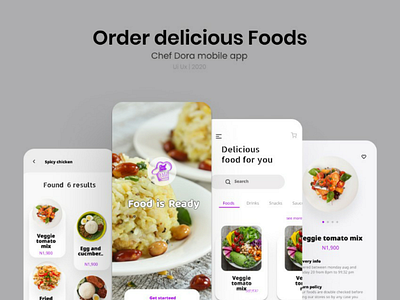 Chef Dora's Kitchen app application design dribble figma food food delivery illustration mobile ui ux