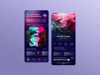 Movies and TV Shows Tracker App Concept