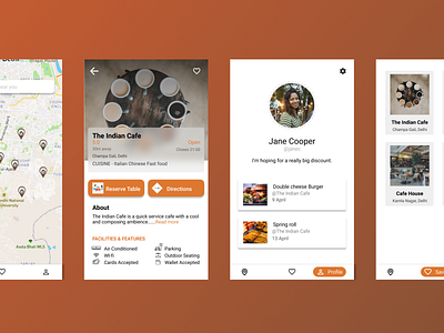 Find my Cafe app design ui ux vector