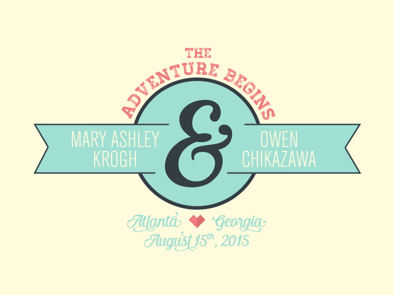 The Adventure Begins 2d after effects animation atlanta bees flat save the date typography wedding