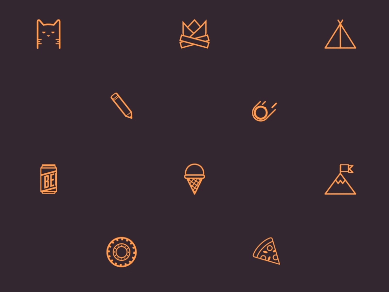 Repeat Pattern animation beer cat comet fire ice cream iconography mountain pattern pizza tent tire