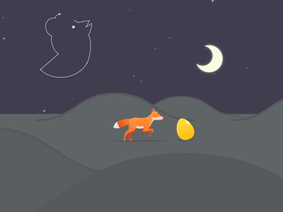 Fox in the Night animal character constellation fox loop moon night run cycle star walk cycle