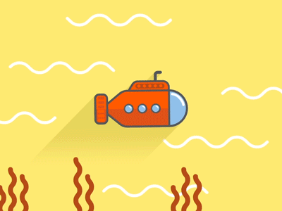 Submarine after effects character illustration loop ocean submarine waves