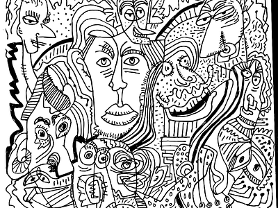 Doodle July 2019 Face in the crowd doodle drawing illustration sketch