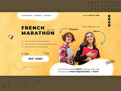 Online French Marathon. Single-page website.