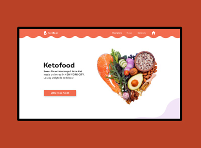 Food delivery. The landing page. Ketofood. adobe illustrator adobe photoshop branding delivery food landingpage orange webdesign