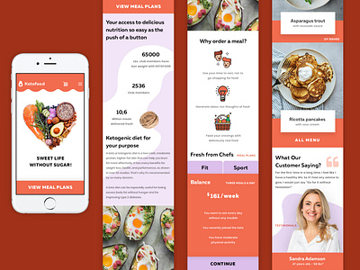 Ketofood delivery, landing page. Mobile version.