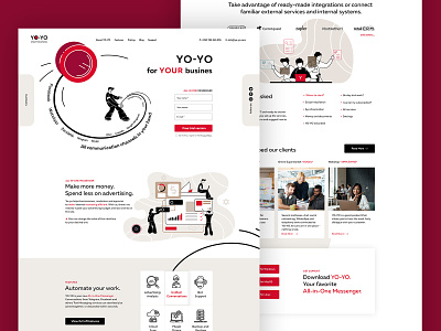 Landing page for All-in-one messenger Yo-Yo. adobe illustrator all in one branding businesprocess illustraion landingpage messenger vectorart webdesign