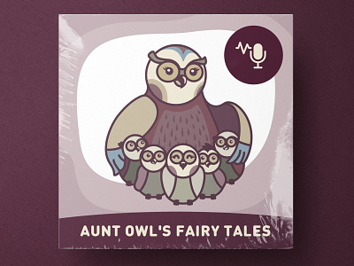 Podcast Cover for "School of young storytellers of Aunt Owl". adobe illustrator coverart fairytales owl owlets podcast vectorart vectorillustrator