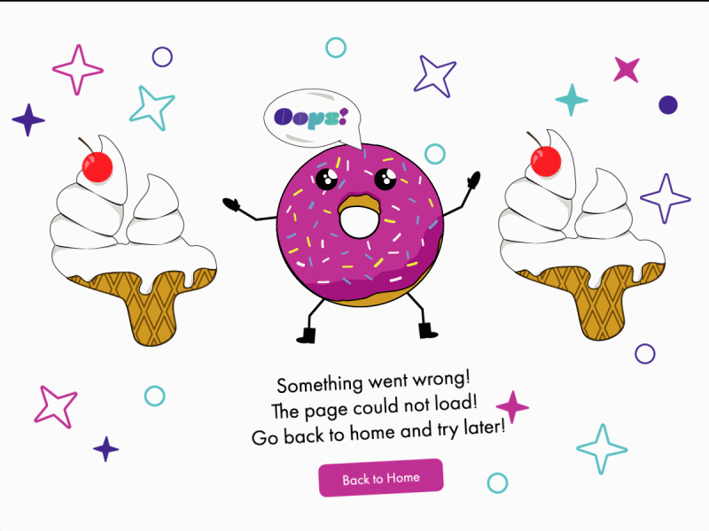 Donut 404 page animation dailyui donut ice cream ui