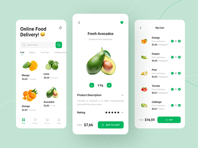 Cacapluk - Online Food Delivery Mobile App app ui clean design drink food food app food app ui grocery app minimalist mobile mobile app mobile design mobile ui money web