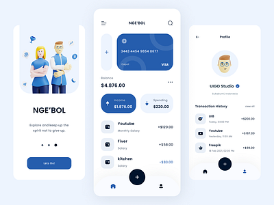 NGE’BOL - Management Money app ui clean design file manager finance home minimalist mobile mobile app mobile design mobile ui money money management ngebol uidesign