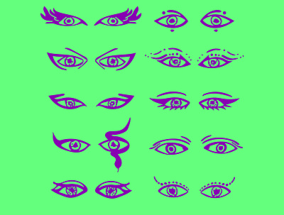 Character eyes character evil eye eyes green illustration vector violet