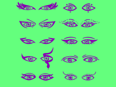 Character eyes character evil eye eyes green illustration vector violet