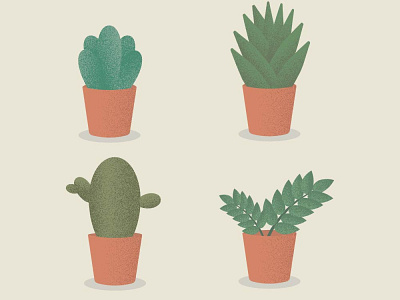 Plants in flowerpot illustration flowerpot grain texture illustration illustrator plant plant illustration vector