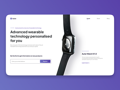Wearable Technology Landing Page Concept branding design icon illustration landing page logo typography ui ux vector web web design