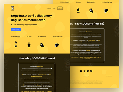 Cryptocurrency Token Landing Page - Doge Inu branding crypto design dog dogecoin illustration landing page shiba inu token ui ux vector web design website