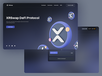 XRSwap - DeFi Cryptocurrency Trading Platform blockchain crypto cryptocurrency defi landing page pancakeswap product product design ui uniswap web app web design