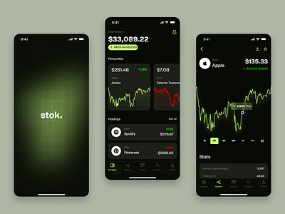 Stocks Investments Mobile Application (iOS) branding crypto investing ios mobile mobile design native stocks ui ux