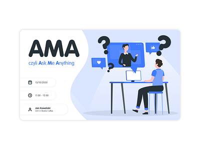 AMA social media design flat illustration minimal typography web